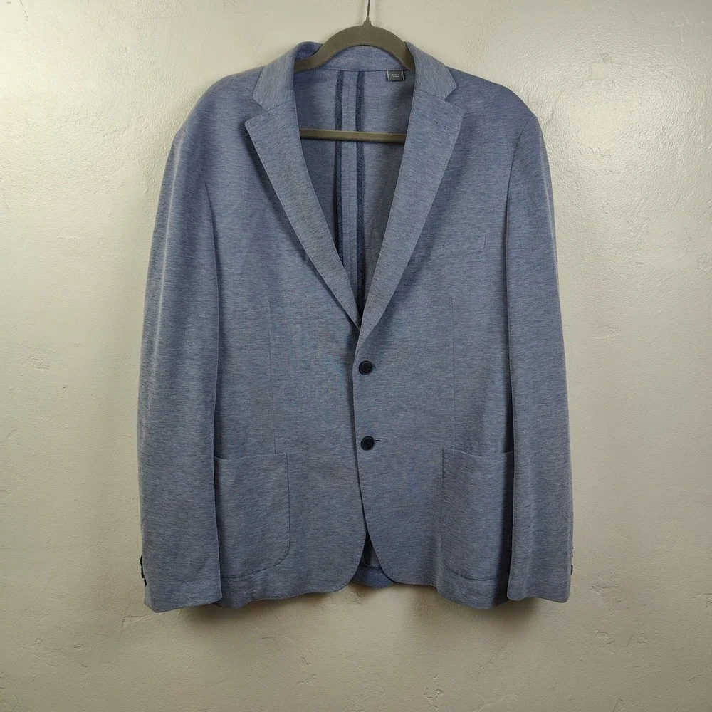Michael Kors Blazer Mens 44R Blue Knit Two-Button Unstructured Jacket Sport Coat